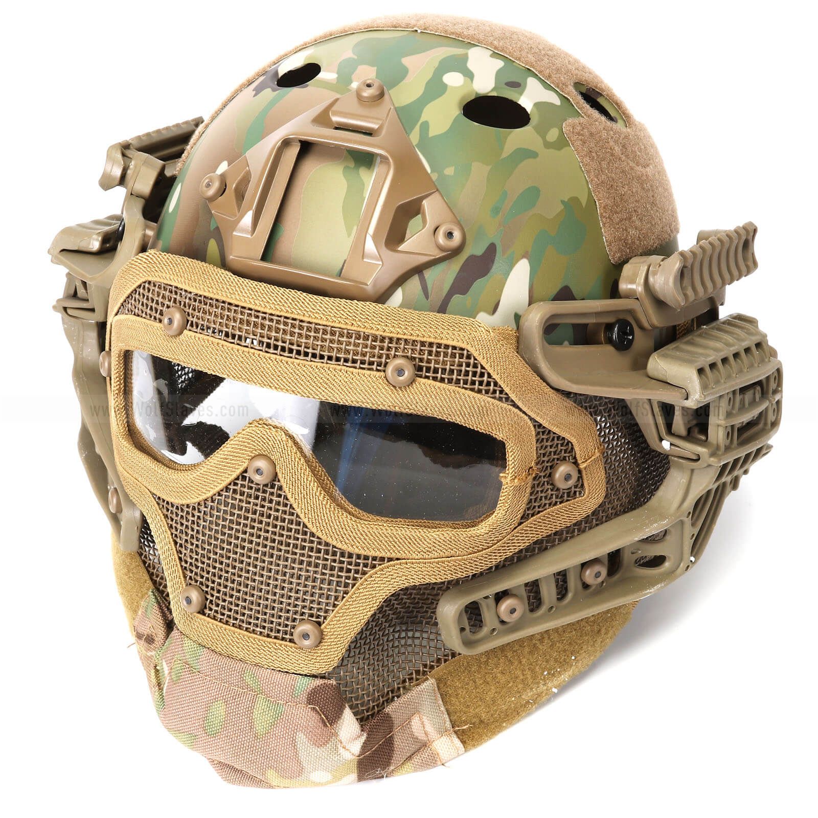 ACU HYOUT Fast Tactical Helmet Combined with Full Mask and Goggles for Airsoft Paintball CS